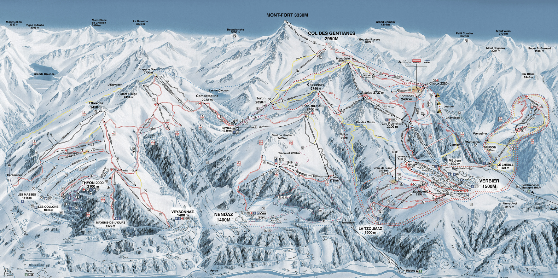 4 Vallées ski resort map
